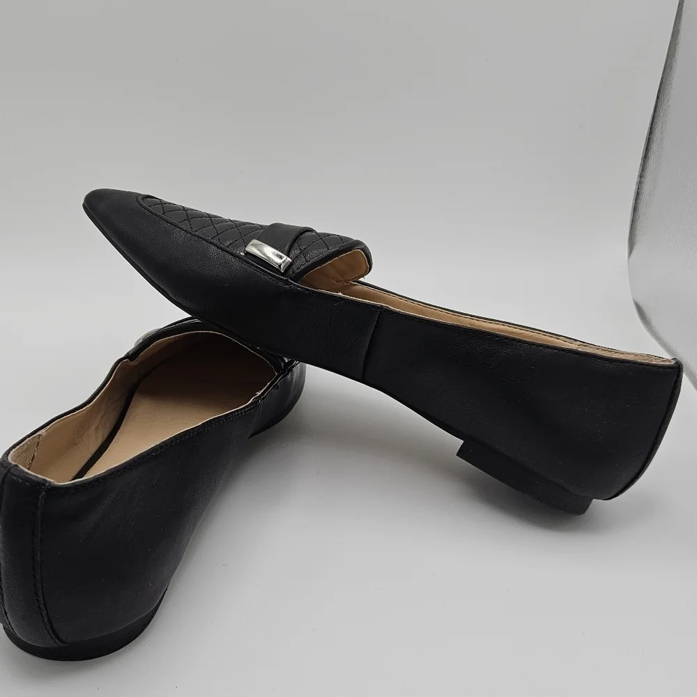 ZAC Zac Posen black leather quilted Nayeli pointed toe loafers size 7.5